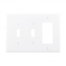 Eaton Wiring Devices PJ226W-SP-L - Wallplate 3G 2Toggle/Deco Poly Mid WH
