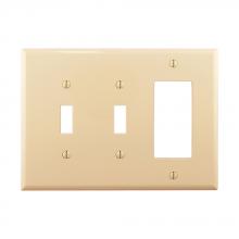 Eaton Wiring Devices PJ226V-SP-L - Wallplate 3G 2Toggle/Deco Poly Mid IV