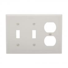 Eaton Wiring Devices 5158W-BOX - Wallplate 3G 2Toggle/1Dup Nylon Std WH