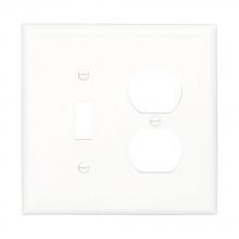 Eaton Wiring Devices PJ18W-SP-L - Wallplate 2G Toggle/Duplex Poly Mid WH