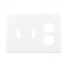 Eaton Wiring Devices PJ28W-SP-L - Wallplate 3G 2Toggle 1Duplex Poly Mid WH