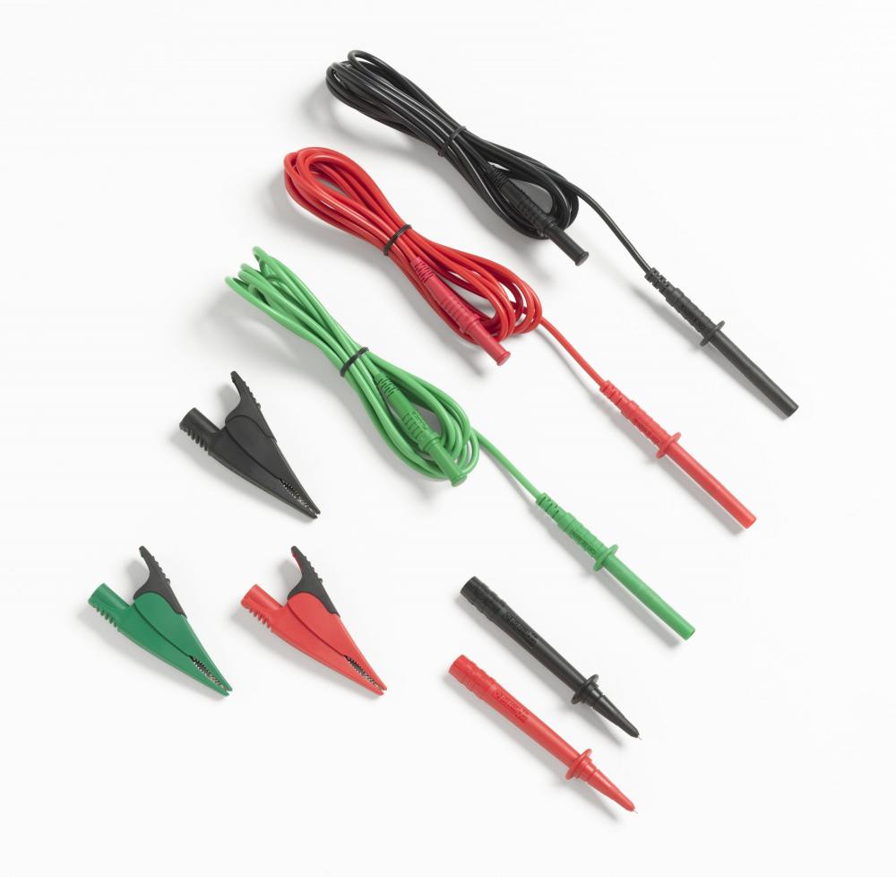 TEST LEAD W/ALLIGATOR CLIPS RED/BLK/GRN