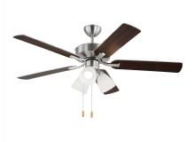 Generation Lighting 5LD52BSF - Linden 52 Inch Traditional Indoor Brushed Steel Silver LED Dimmable Dual Mount Hugger Ceiling Fan