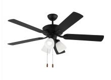 Generation Lighting 5LD52MBKF - Linden 52 Inch Traditional Indoor Midnight Black LED Dimmable Dual Mount Hugger Ceiling Fan