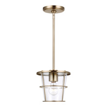 Generation Lighting 6001401-848 - Tex industrial 1-light indoor dimmable pendant in satin brass gold finish with clear glass shade
