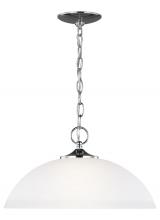 Generation Lighting 6516501-05 - Geary transitional 1-light indoor dimmable ceiling hanging single pendant light in chrome silver fin