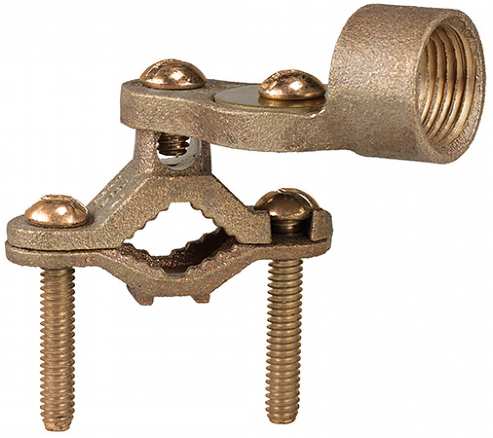 1/2 to 1&#34; Ground Clamp with 1/2&#34; Hubs Br