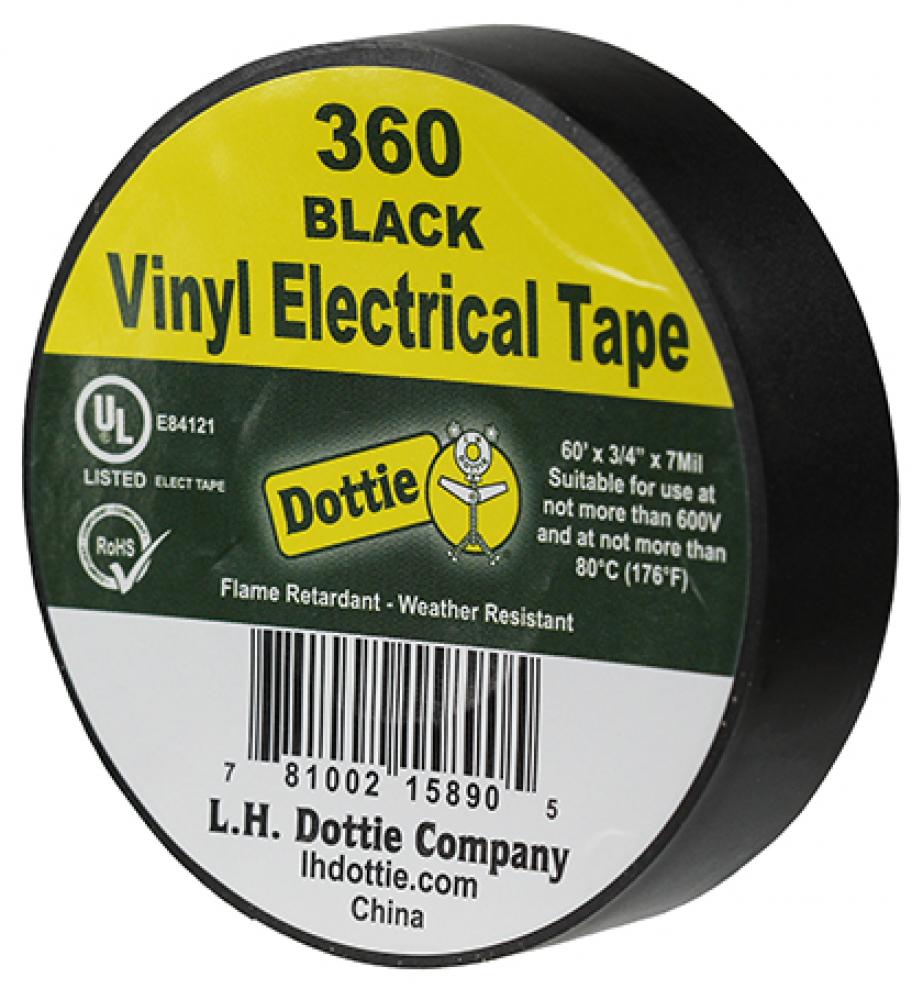 3/4&#34; X 60&#39; X 7 Mil. Electrical Tape (Bla