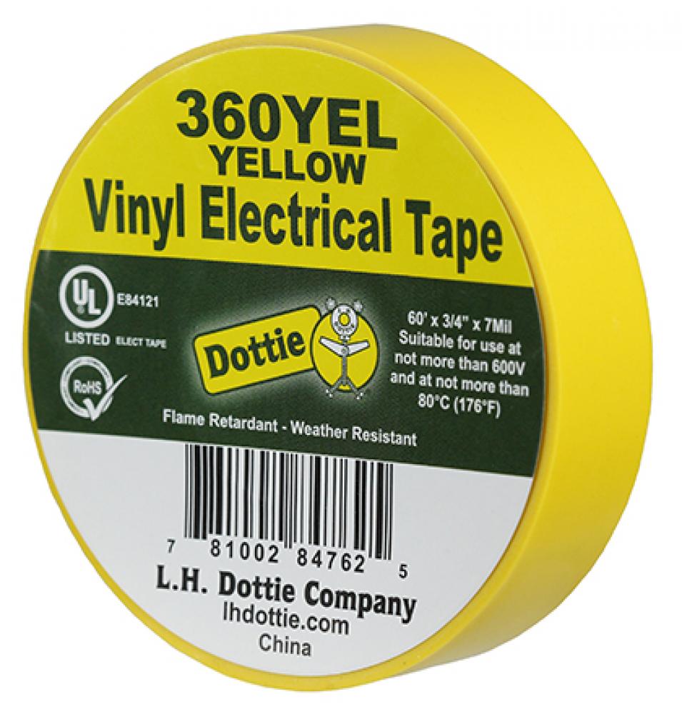 3/4&#34; X 60&#39; X 7 Mil. Electrical Tape (Yel