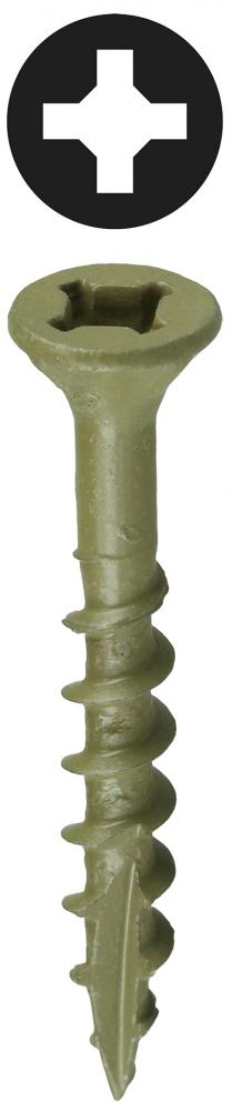 8 x 1-1/4&#34; Deck Screw - Green - Phillips/Squ