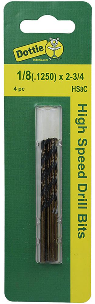 Carded 4 pack - 1/8&#34; High Speed Steel Drills