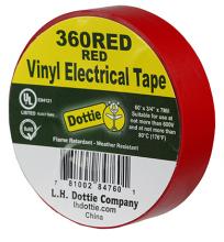 LH Dottie 360RED - 3/4" X 60' X 7 Mil. Electrical Tape (Red