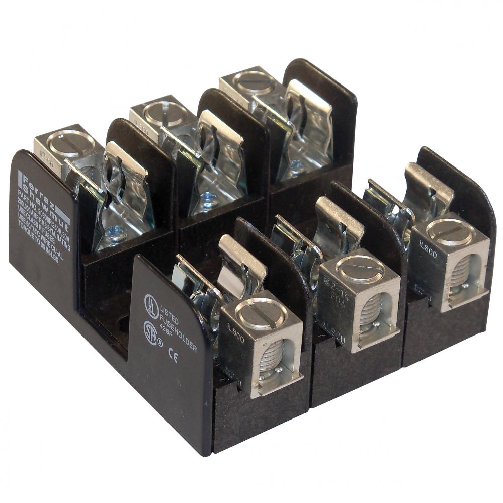 Fuse Block 250VAC 250VDC Class R 30A 3-Pole Box