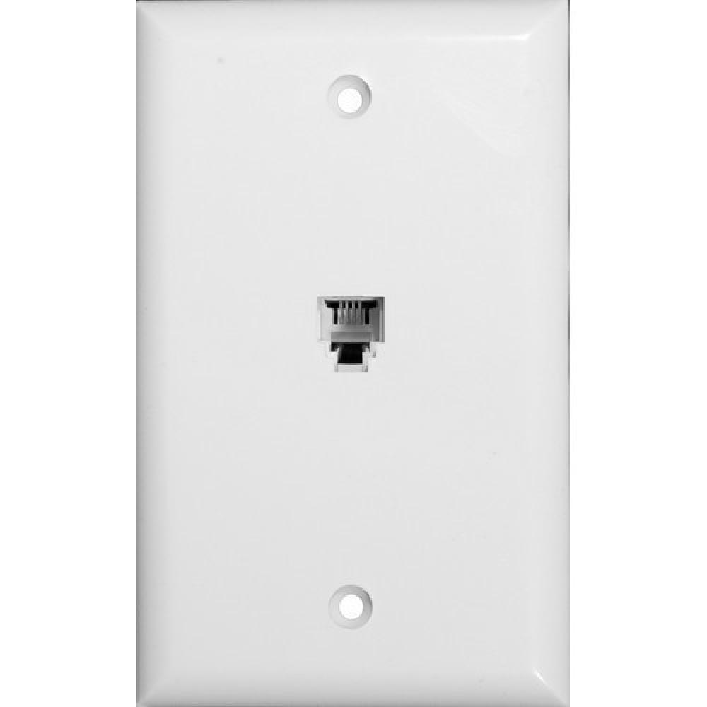 Sgl RJ11 4 Cndtr Ph1 Jack Wallplate Wht