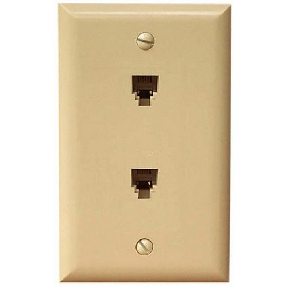 Dbl RJ11 4 Cndtr Ph1 Jack WallPlat Ivory