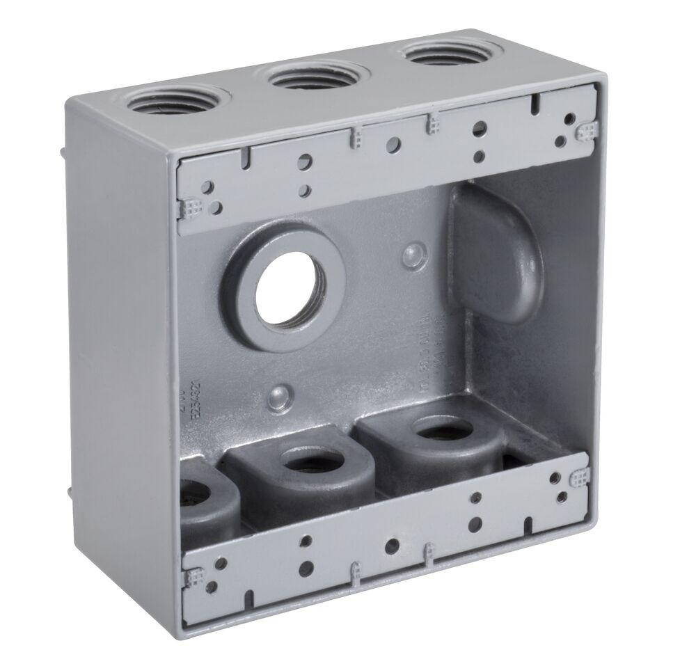 1/2&#34; 7 HOLE 2-GANG WEATHERPROOF BOX 10PK