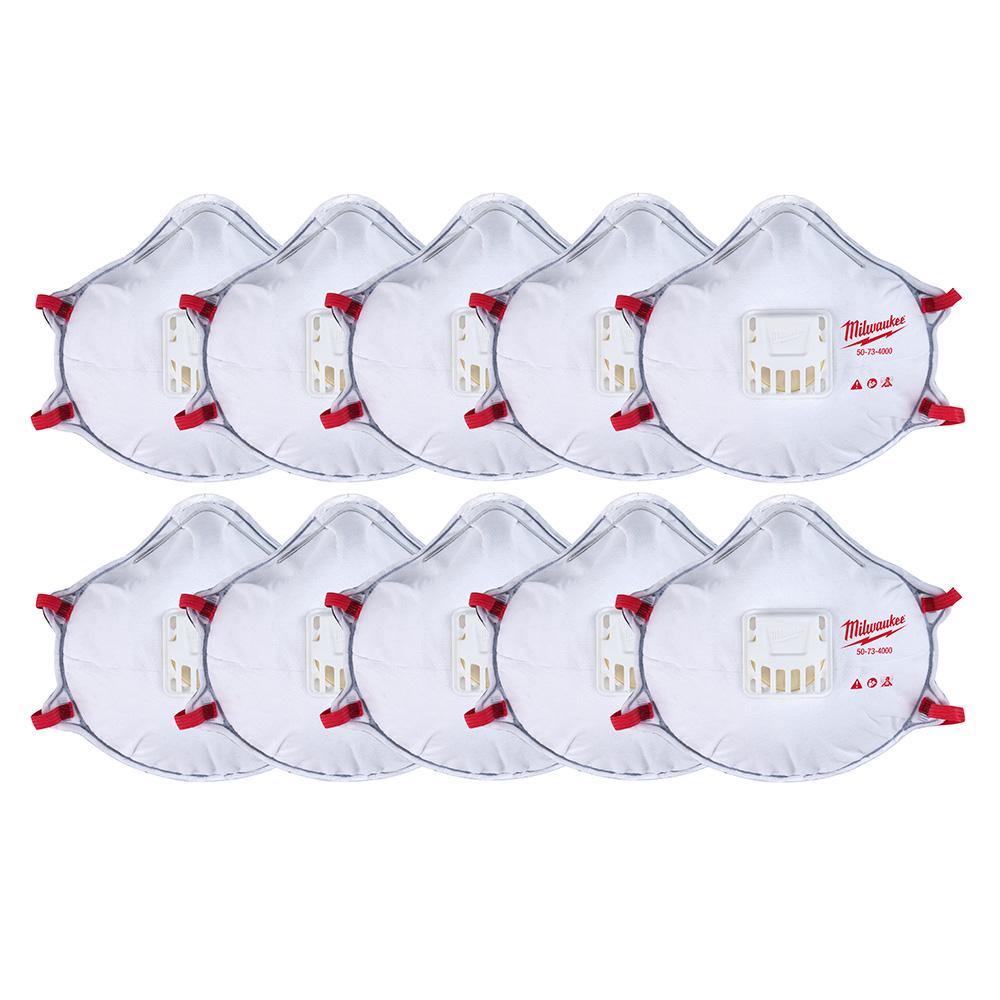 10 Pk N95 Valved Respirator w/Gaskt