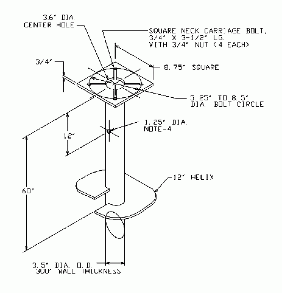 FOUNDATION, PIF 60in. LG 5in.TO 8.5