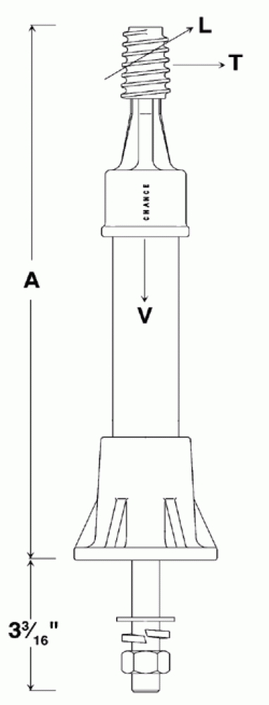 X-ARM PIN, FIBERGLASS, 13&#34;, 1.375&#34; LEAD