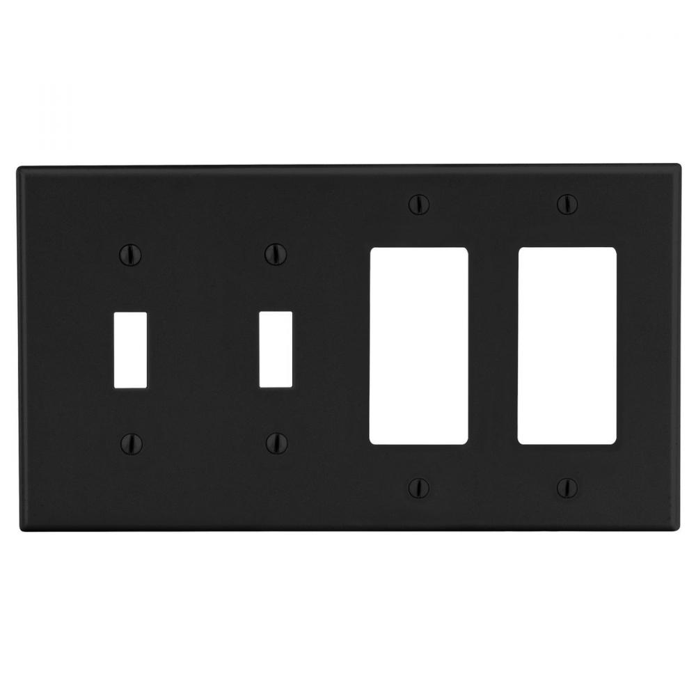 WALLPLATE, 4-G, 2) TOG 2) DEC, BK