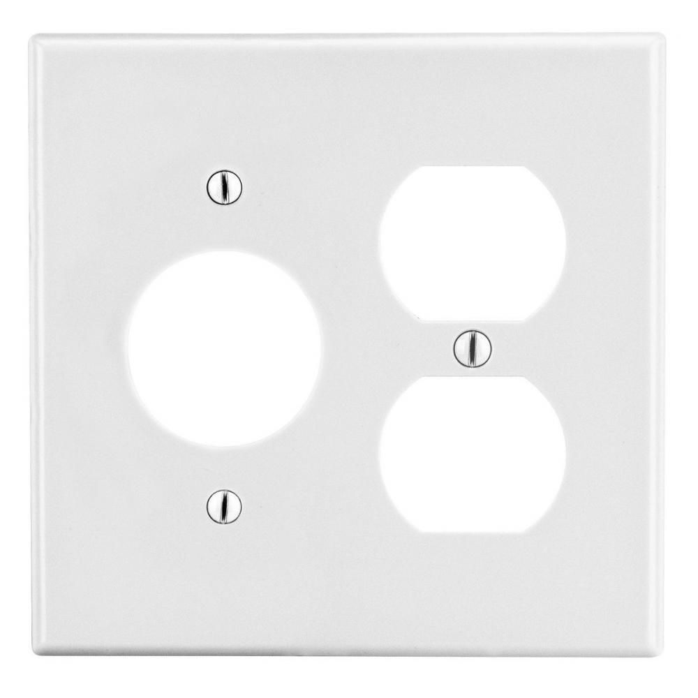 WALLPLATE, 2-G, 1) DUP 1) 1.40&#34; OPNG, WH