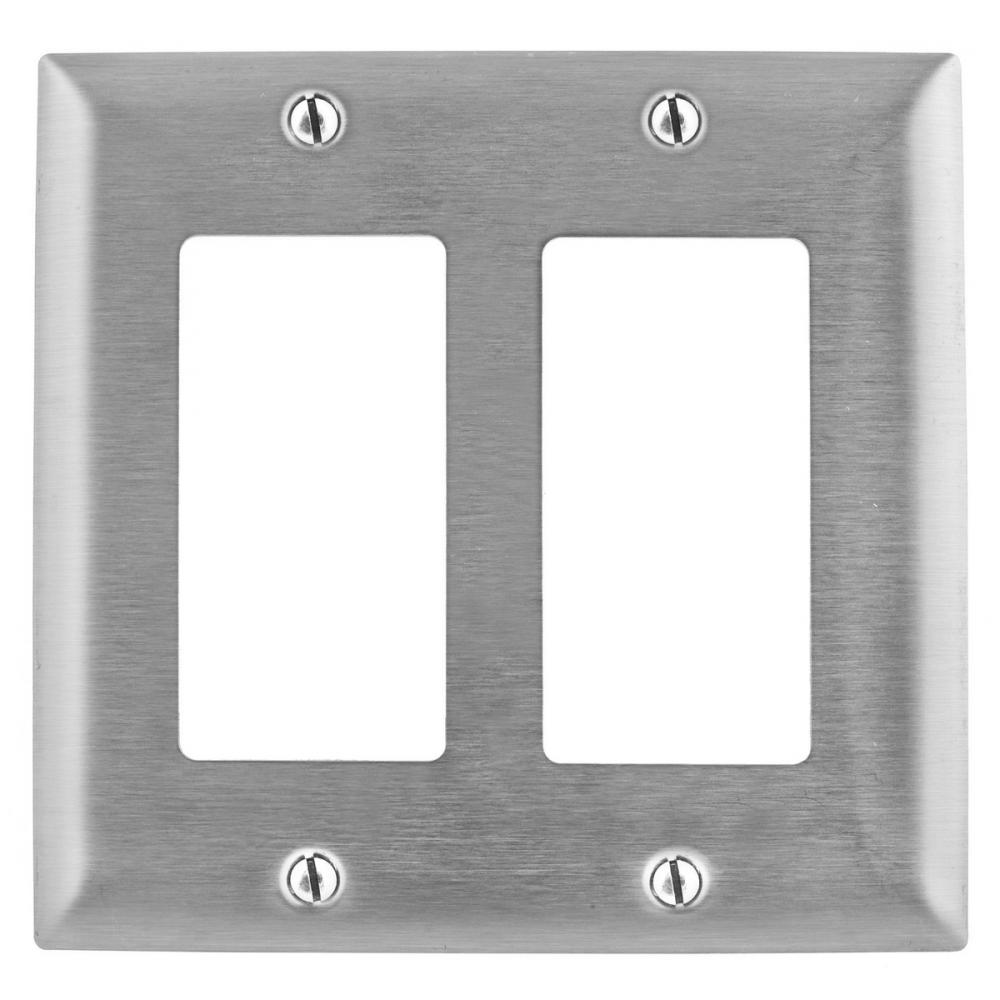 WALLPLATE, 2-G, GFCI, 430SS