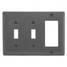 Hubbell Premise Wiring NP226GY - WALLPLATE, 3-G, 2) TOG 1) DEC, GY