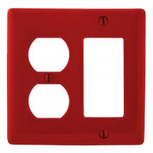 Hubbell Premise Wiring NP826R - WALLPLATE, 2-G,  1) DUP 1) REC, RD