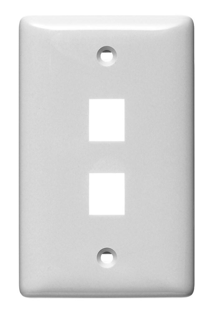 PLATE, WALL,LABEL-LESS,MIDSIZE,2-PORT,WH