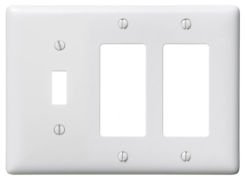 WALLPLATE, 3-G, 1) TOG 2) DEC, WH