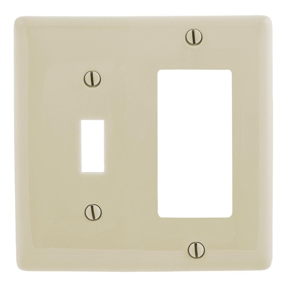 WALLPLATE, 2-G, 1) TOG 1) REC, AL