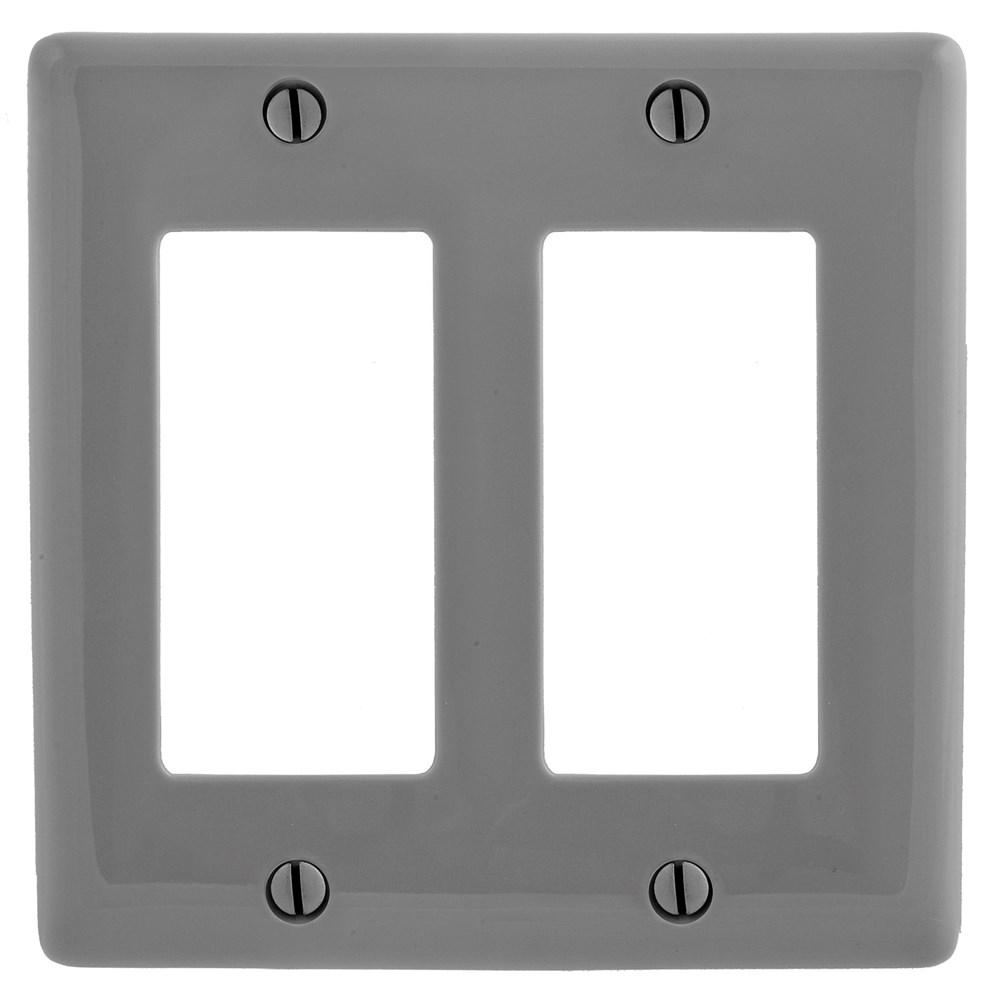 WALLPLATE, 2-G, 2) RECT, GY