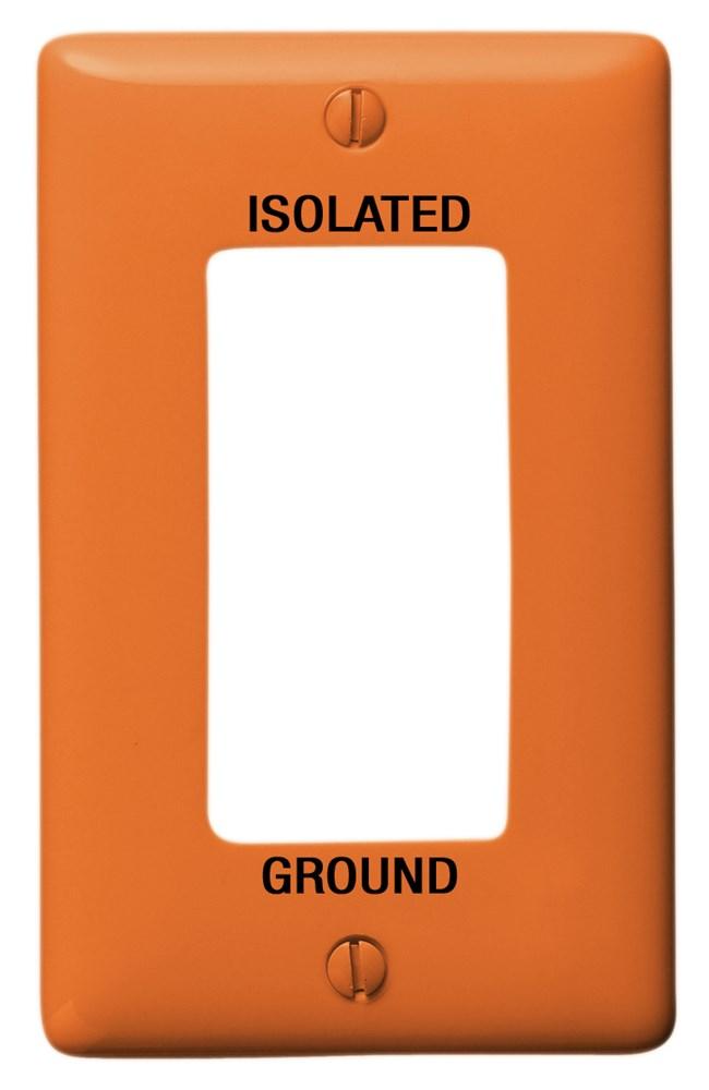 WALLPLATE, 1-G RECT NYL ORANGE IG