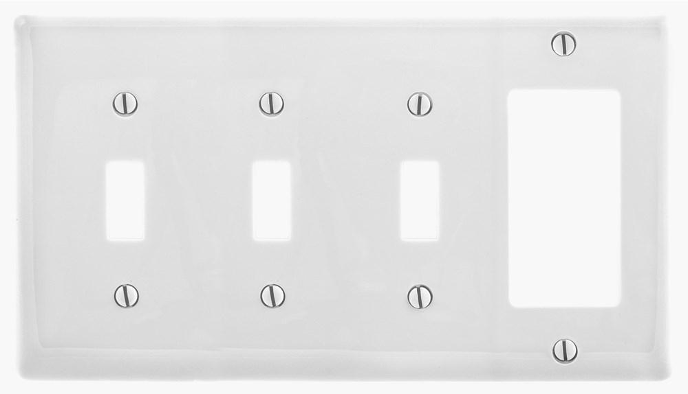 WALLPLATE, 4-G, 3) TOG 1) DEC, WH