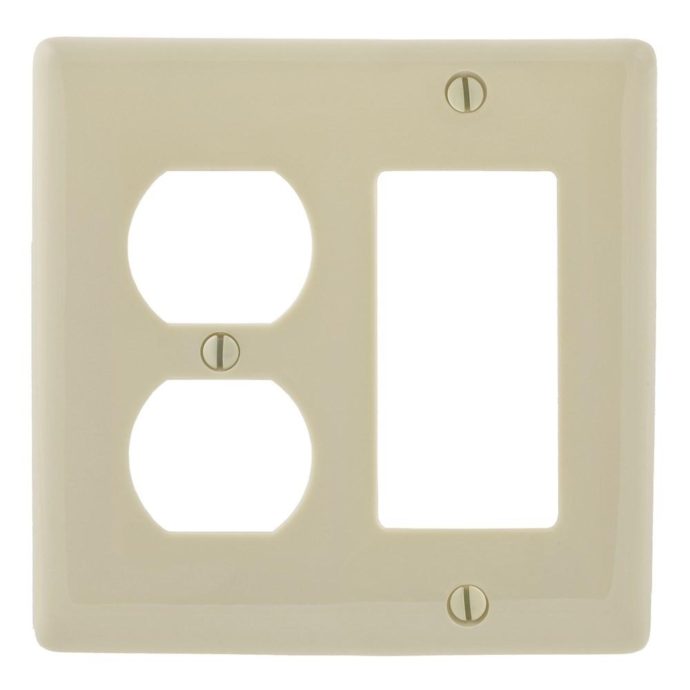 WALLPLATE, 2-G,  1) DUP 1) REC, AL