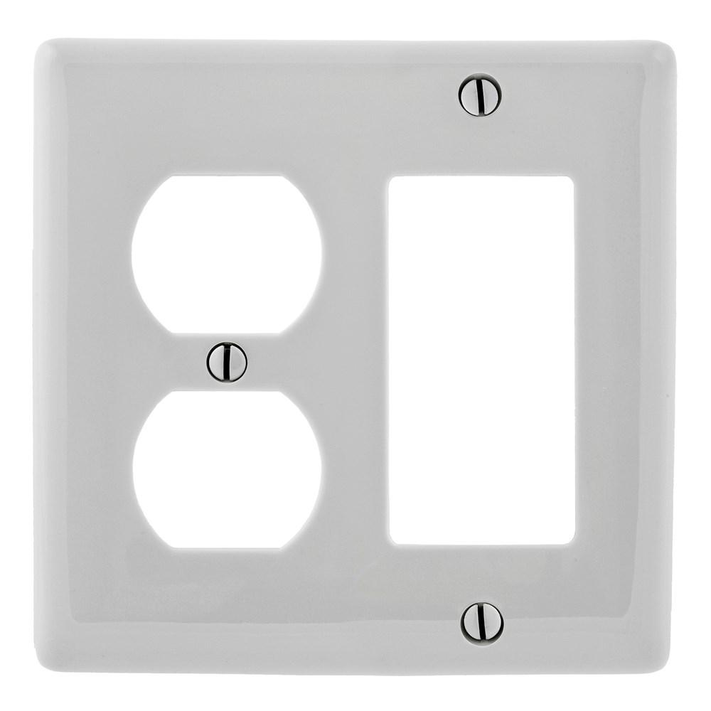 WALLPLATE, 2-G,  1) DUP 1) REC, OW