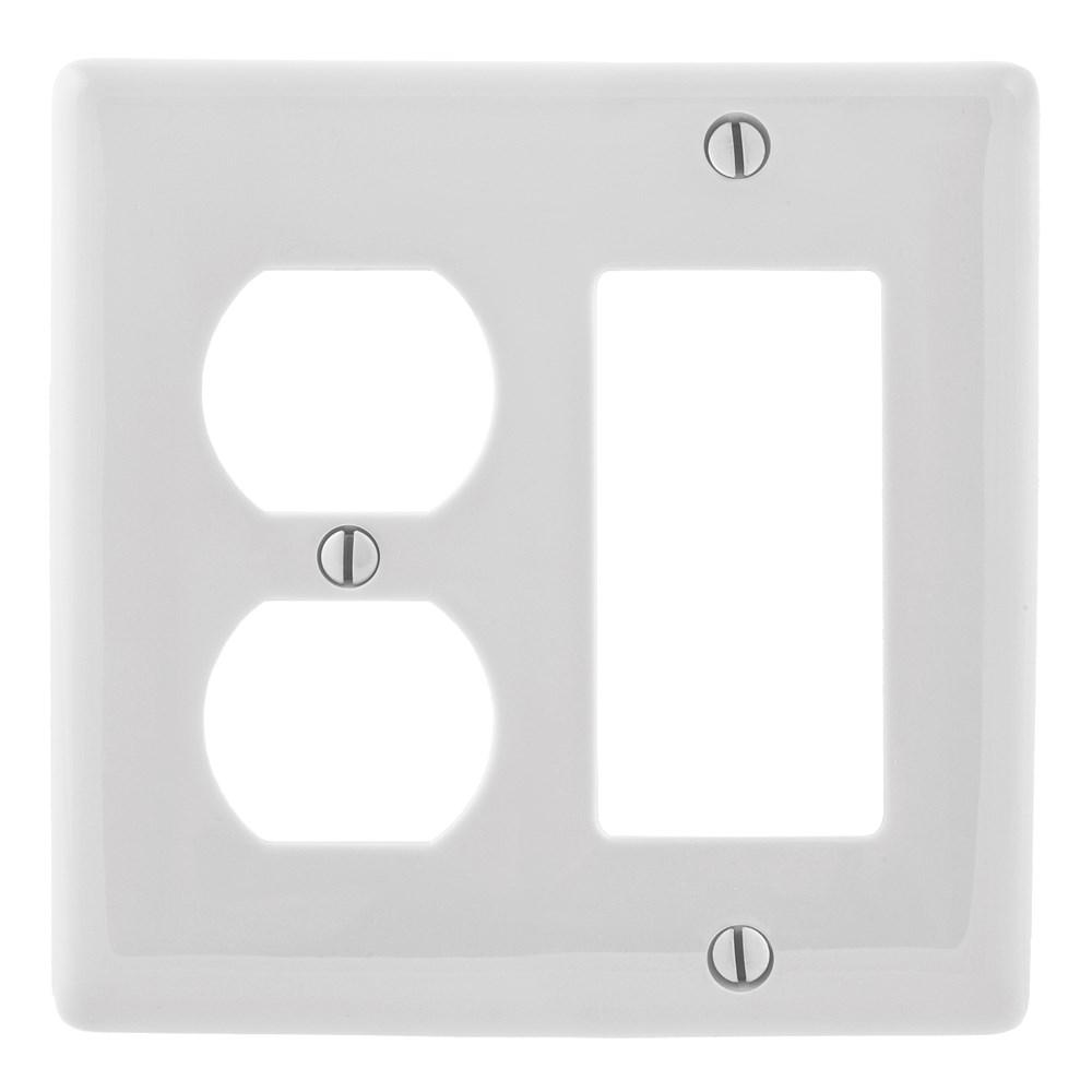 WALLPLATE, 2-G,  1) DUP 1) REC, WH