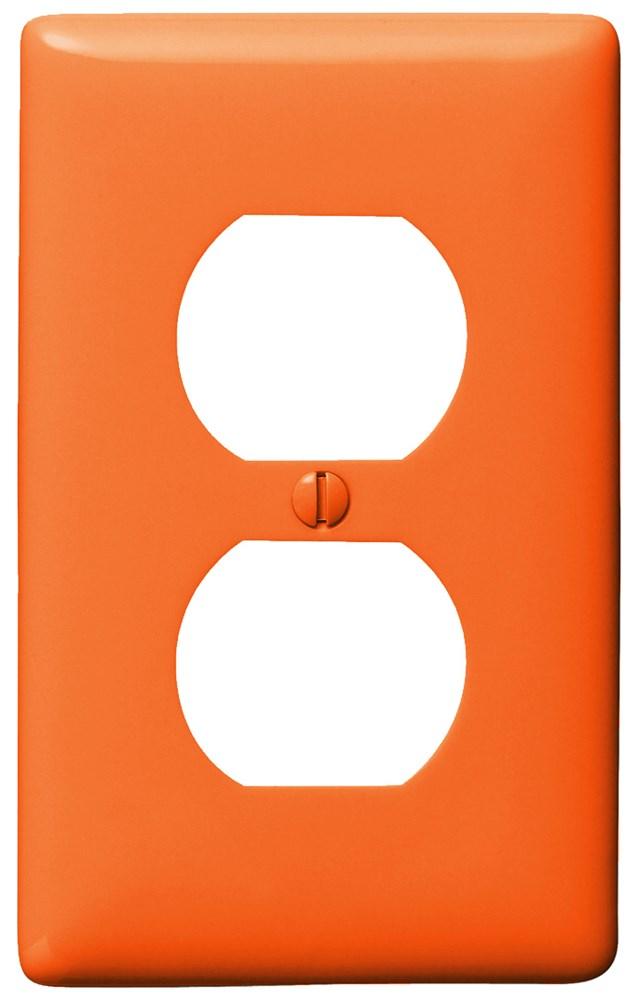 WALLPLATE,1-G DUPLEX NYL ORANGE