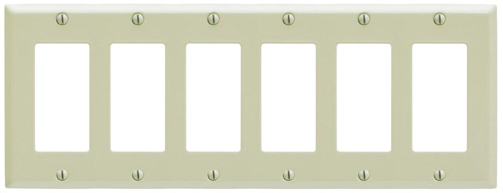 ALMOND PAINTED STEEL 6 GANG RECTANGULAR