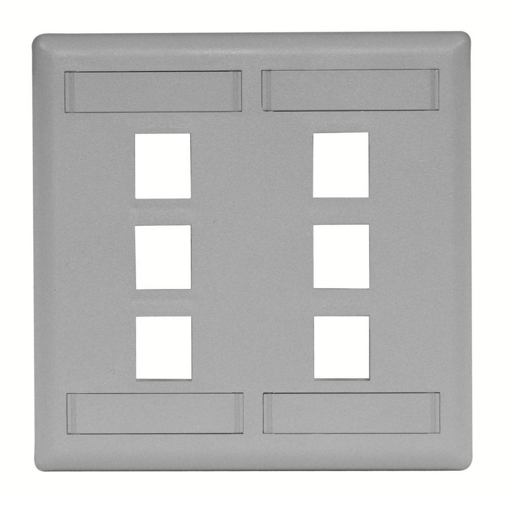 PLATE, WALL,FLUSH,2-G,6PORT,GY