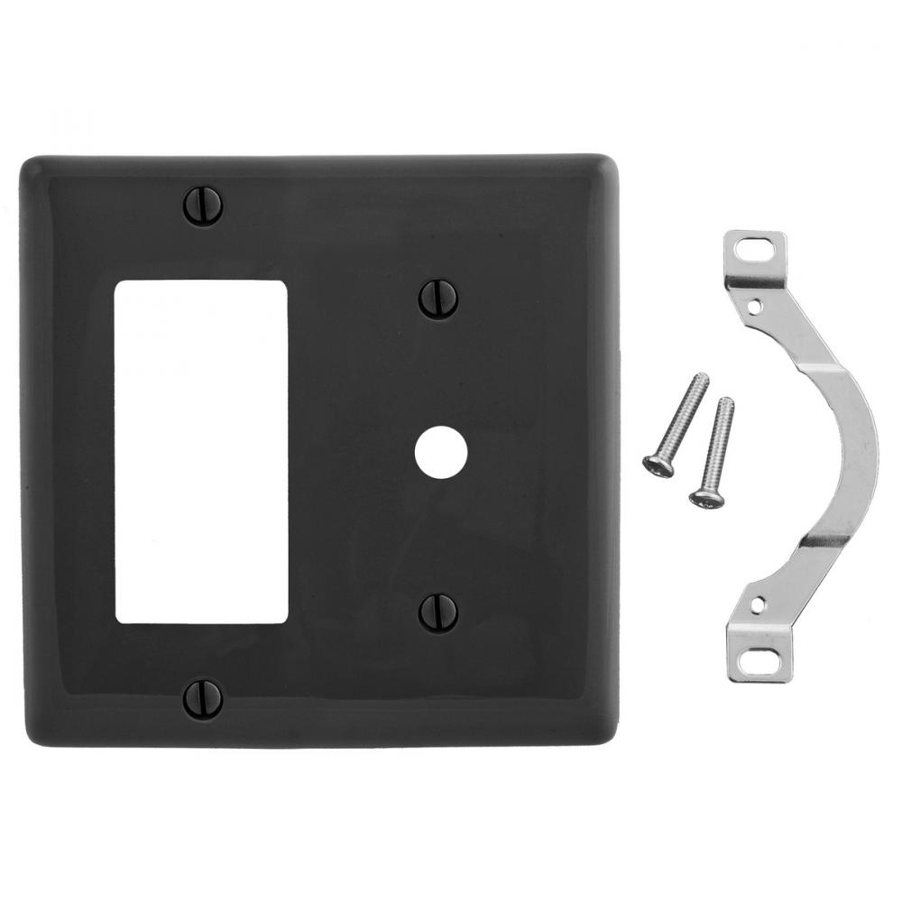 WALLPLATE, 2-G, 1) DEC 1) .406&#34; OPNG, BK