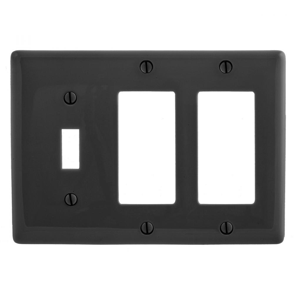 WALLPLATE, 3-G, 1) TOG 2) DEC, BK