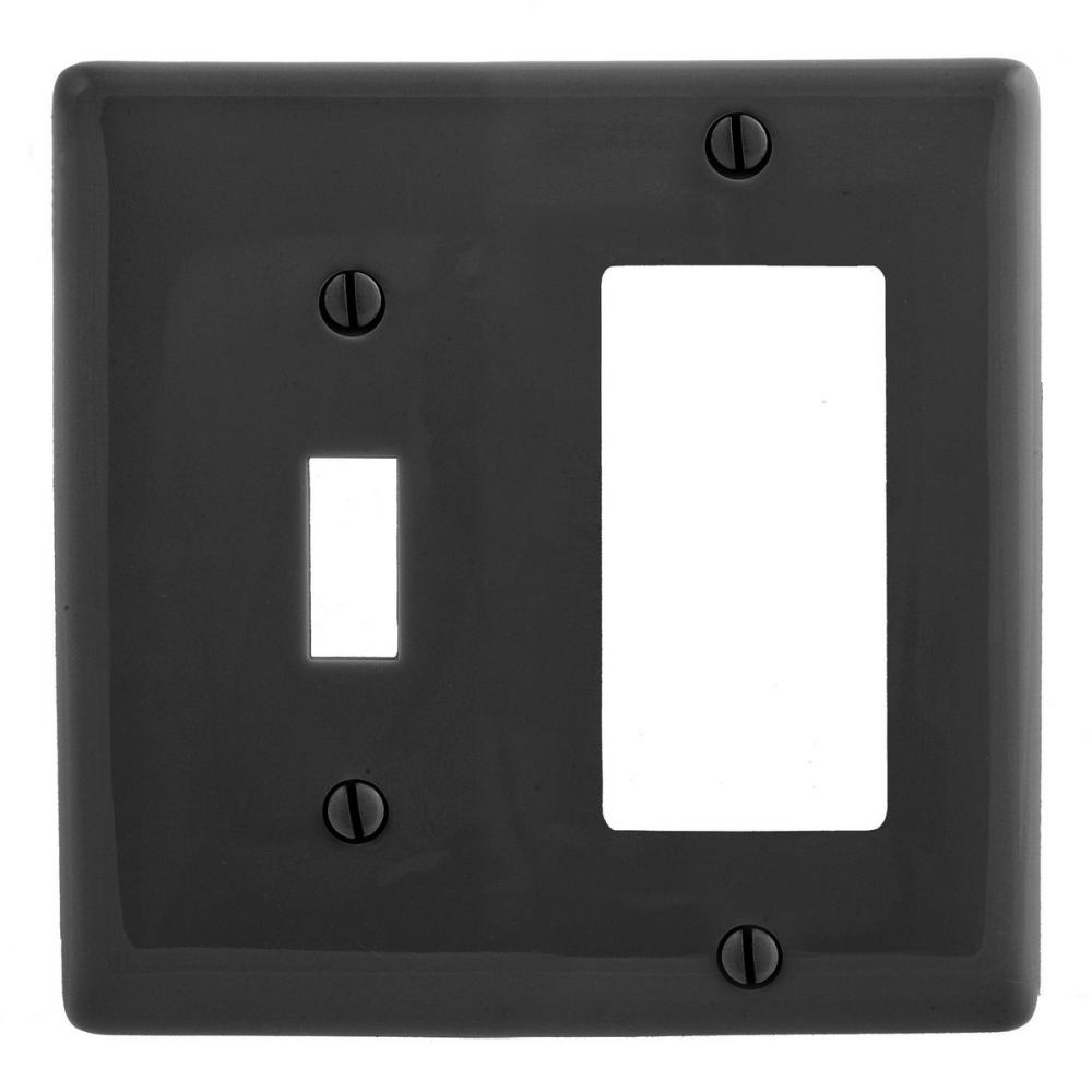 WALLPLATE, 2-G, 1) TOG 1) REC, BK