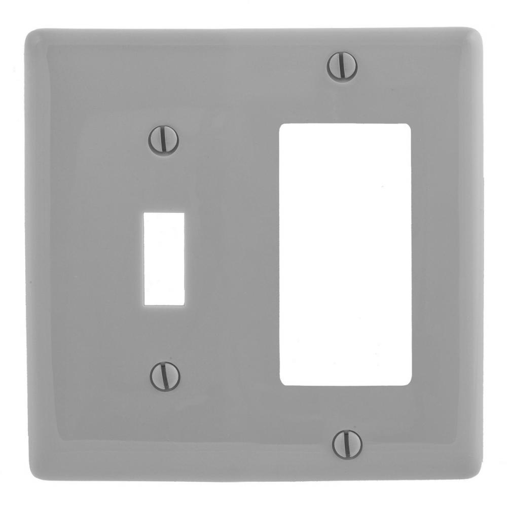 WALLPLATE, 2-G, 1) TOG 1) REC, GY