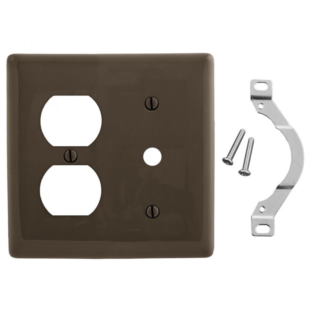 WALLPLATE, 2-G, 1) DUP 1) .406&#34; OPNG, BR