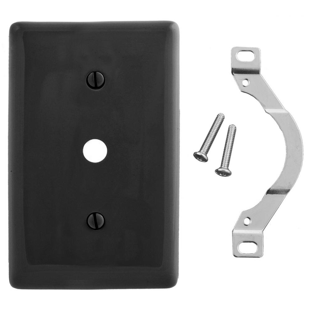 WALLPLATE, 1-G, .406&#34; OPNG, STRP MT, BK