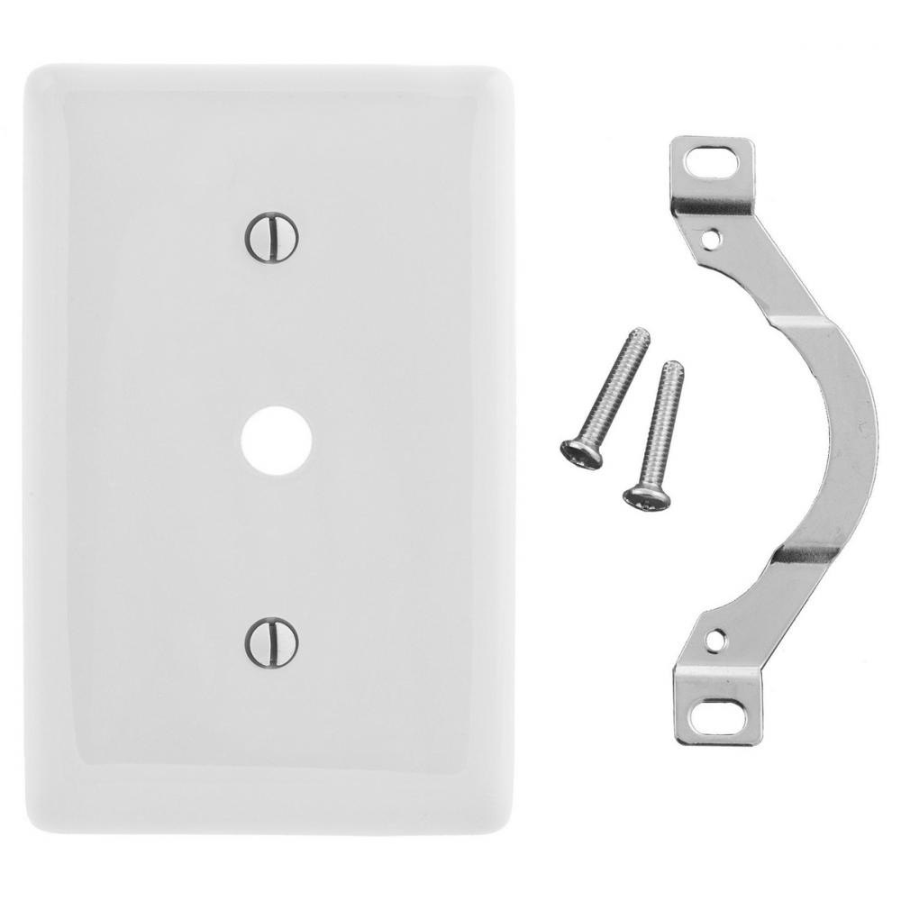 WALLPLATE, 1-G, .406&#34; OPNG, STRP MT, WH