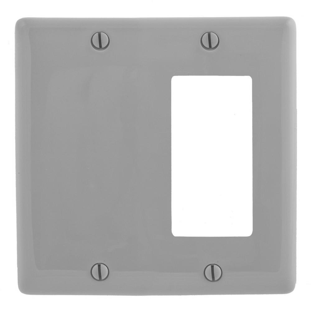 WALLPLATE, 2-G, 1) DEC 1) BLNK, GY