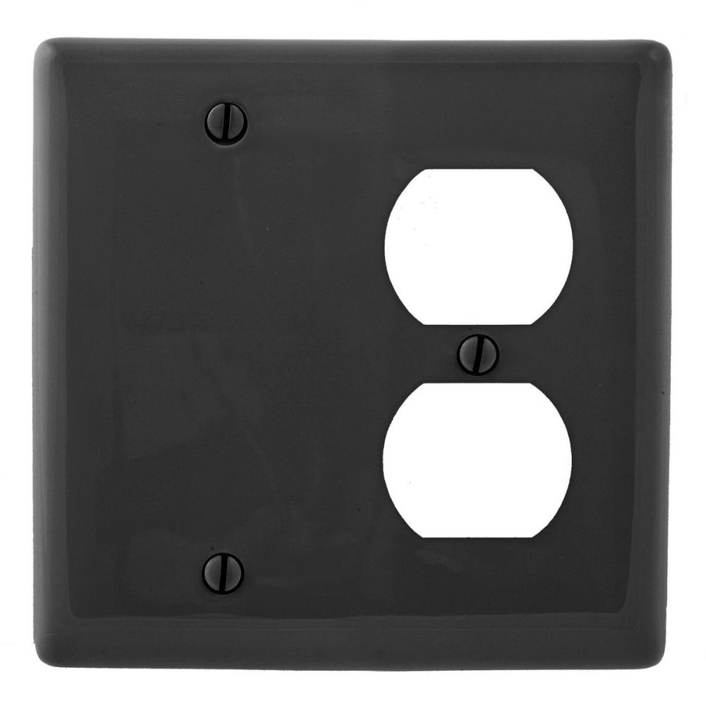 WALLPLATE, 2-G, 1) DUP 1) BLANK, BK