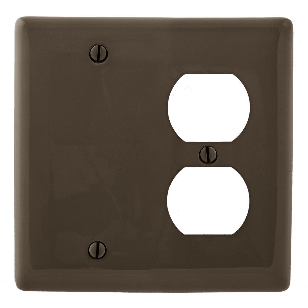 WALLPLATE, 2-G, 1) DUP 1) BLANK, BR